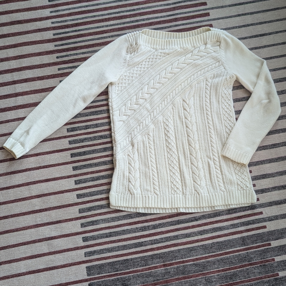 Talbots Cream Textured Knit Sweater
